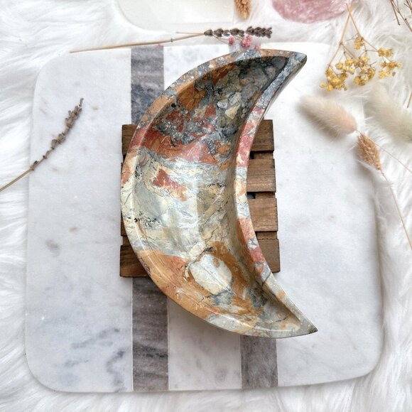 Gorgeous Maligano Jasper Crescent Moon Bowl - Picture 7 of 8